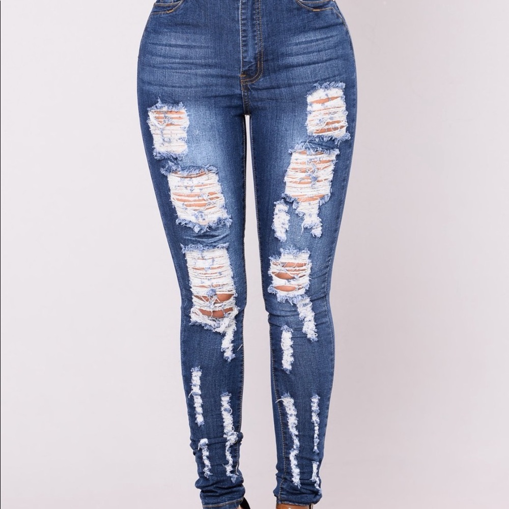 fashion nova high rise distressed jeans